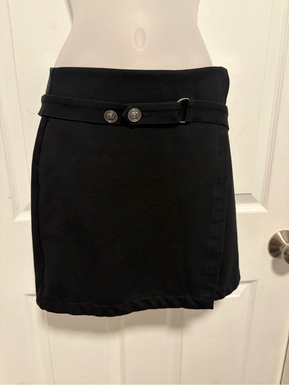 Maeve Black Mini Skirt with Decorative Belt Detail
